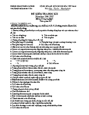 Đề kiểm tra hoc ki I năm hoc 2016 - 2017 môn Công nghê 6 - Trường THCS Minh Tân